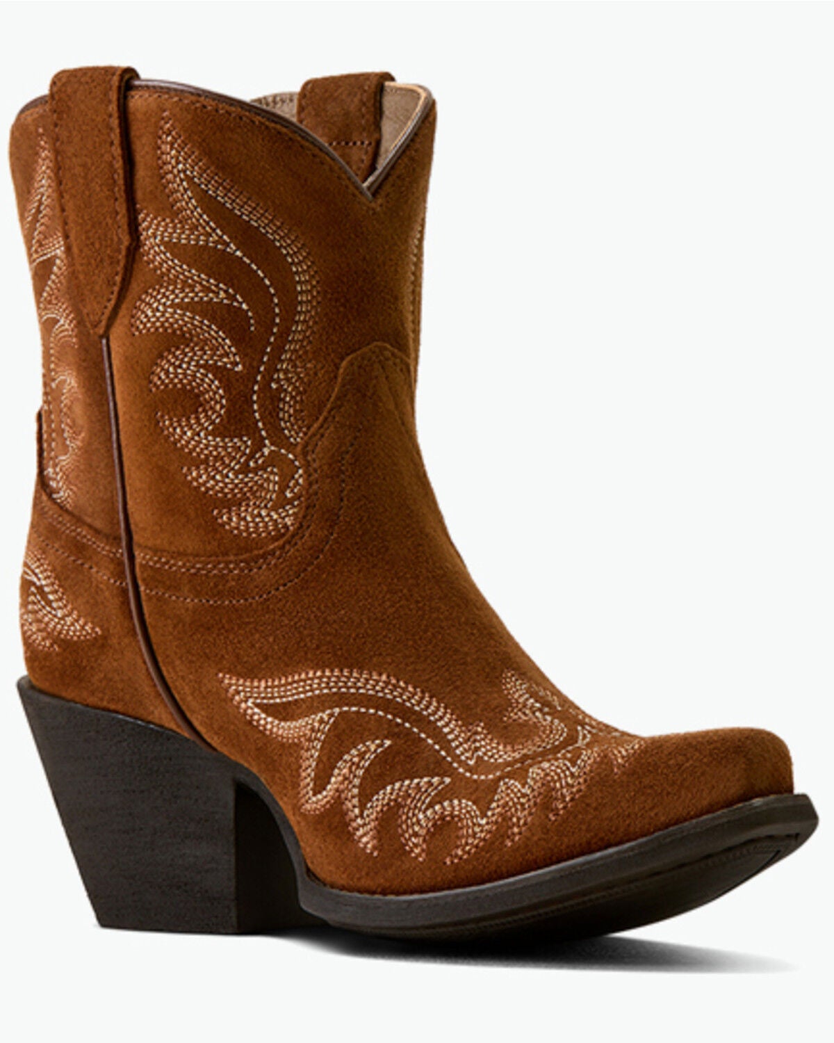 Image #1 - Ariat Women's Chandler Suede Booties - Snip Toe, Brown, hi-res