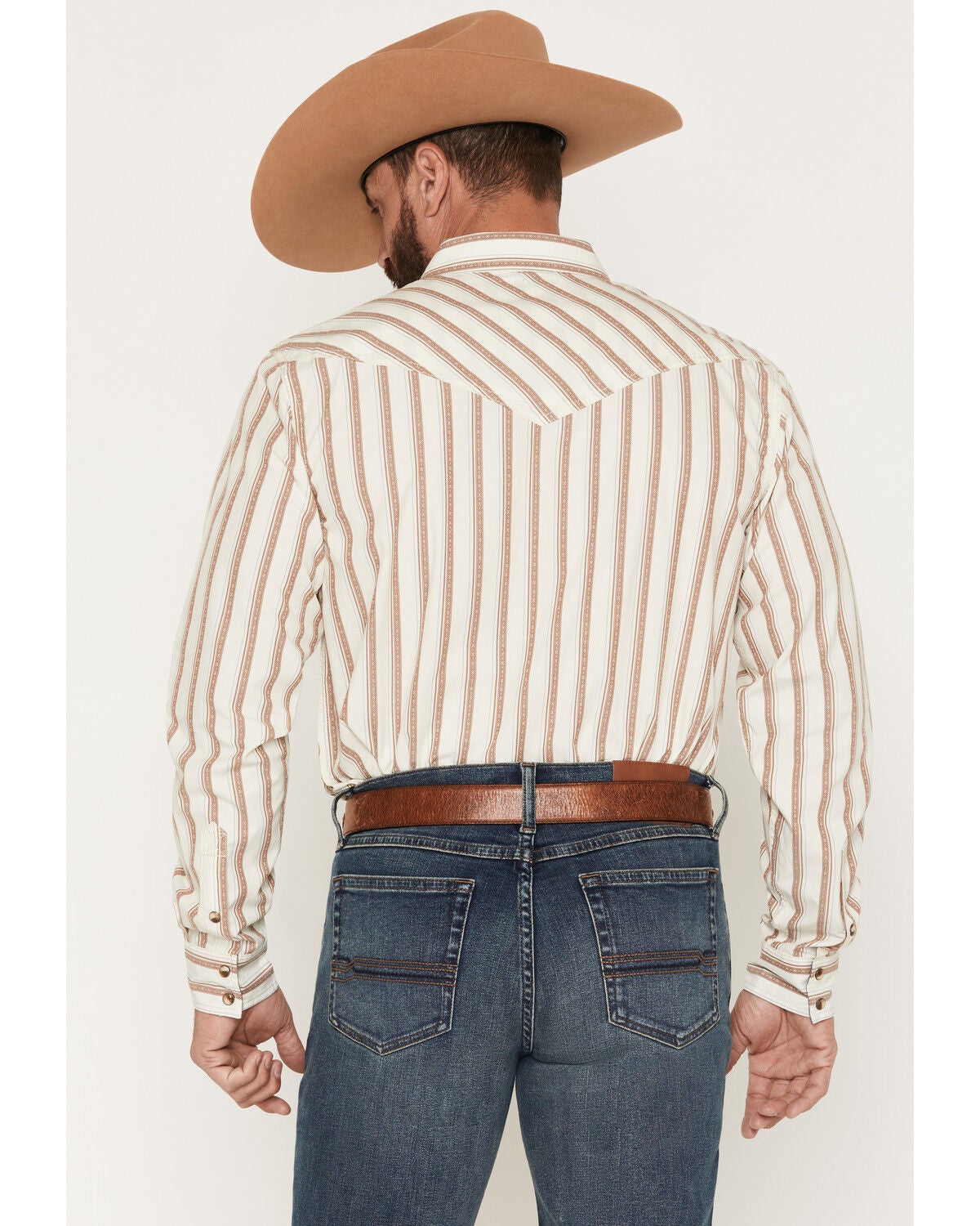 Image #4 - Cody James Men's Trigger Striped Print Long Sleeve Snap Western Shirt, Cream, hi-res