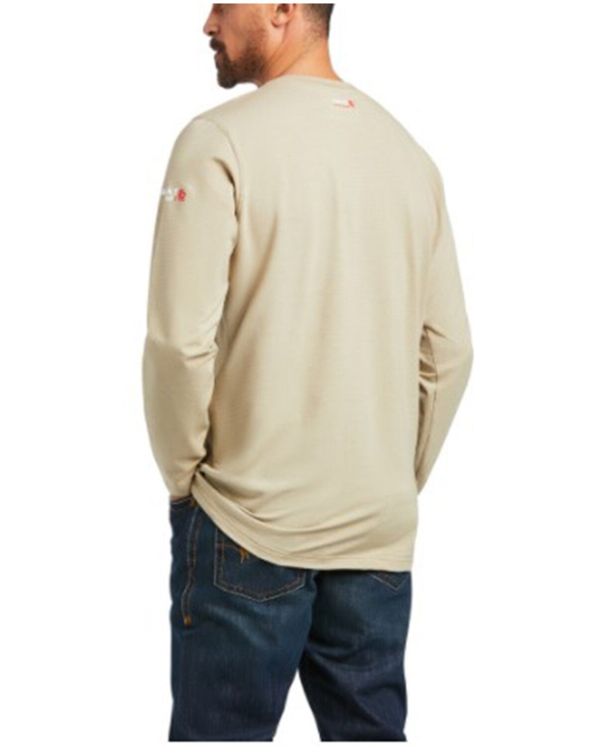 Image #2 - Ariat Men's FR Solid Khaki Base Layer Long Sleeve Work T-Shirt - Tall, Beige/khaki, hi-res
