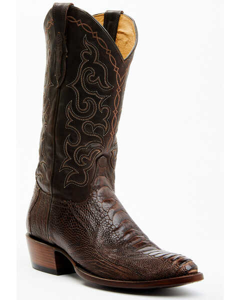 Cody James Men's Exotic Ostrich Leg Western Boots - Round Toe, Brown, hi-res