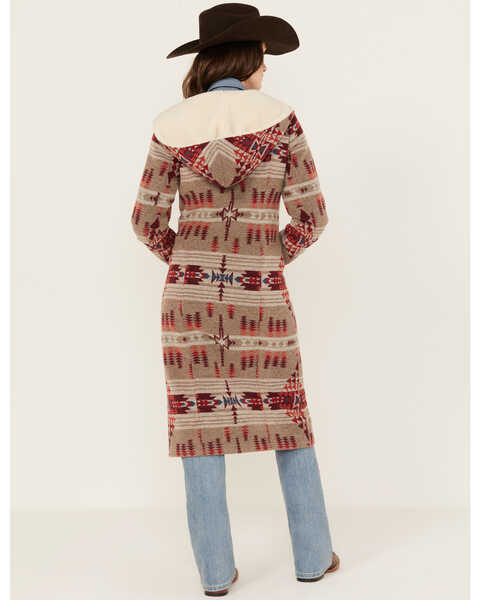 Image #4 - Powder River Outfitters Women's Southwestern Print Long Jacquard Wool Coat , Taupe, hi-res