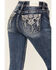Image #2 - Miss Me Women's Dark Rise Mid Wash Geo Feather Pocket Bootcut Stretched Denim Jeans, , hi-res