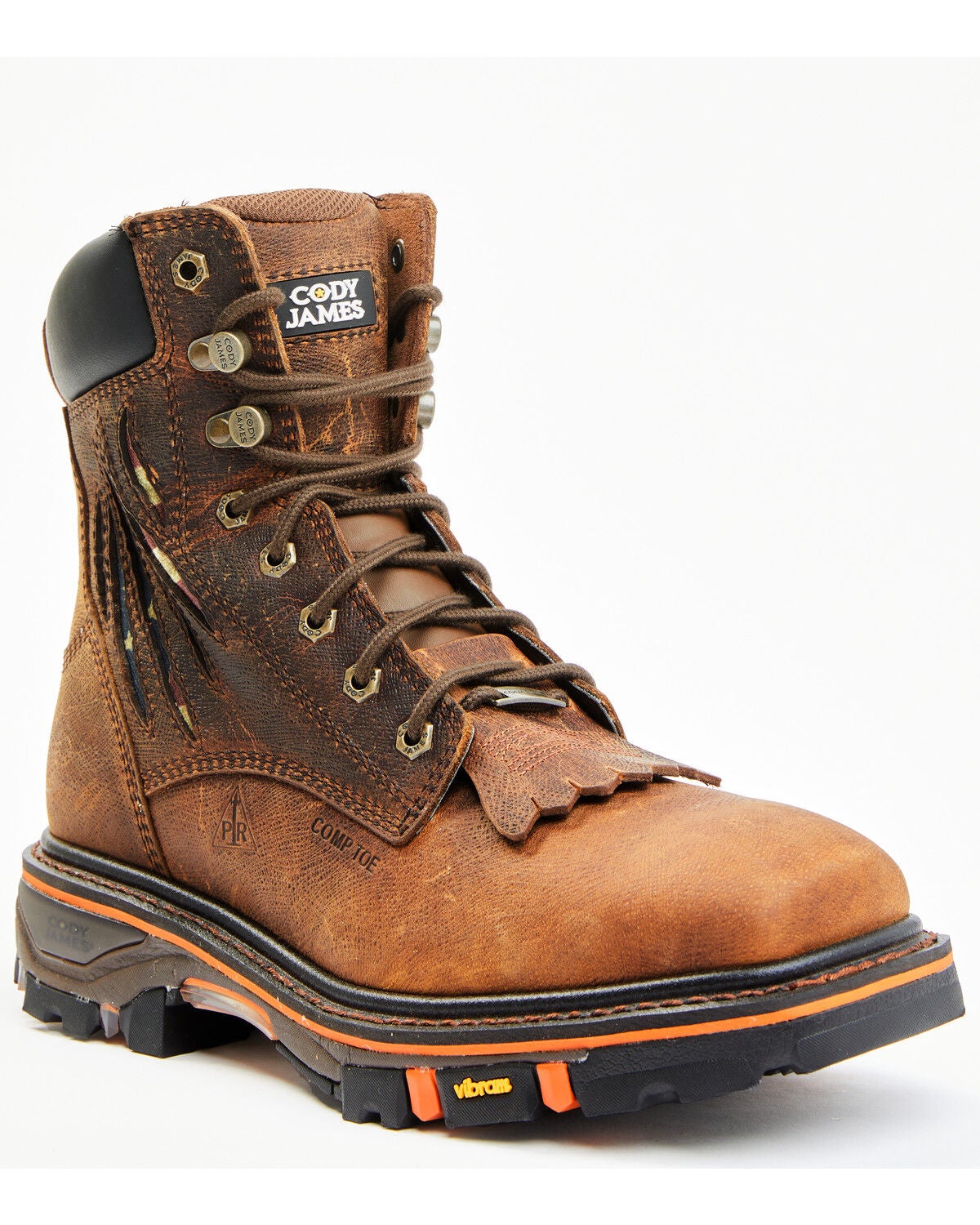 Cody James Men's 8" Decimator Vibram Lace-Up Work Boots - Composite Toe, Brown, hi-res