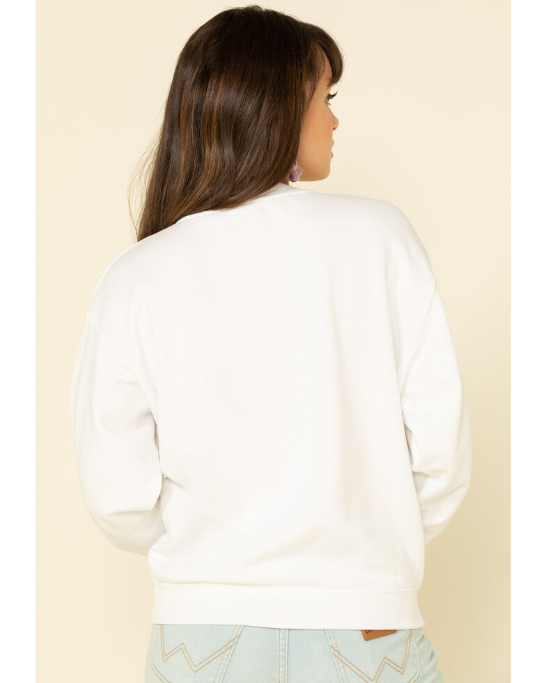 Wrangler Modern Women's White High Rib Retro Logo Pullover, White, hi-res