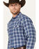 Image #2 - Cody James Men's Distillery Plaid Print Long Sleeve Snap Western Flannel, Dark Blue, hi-res