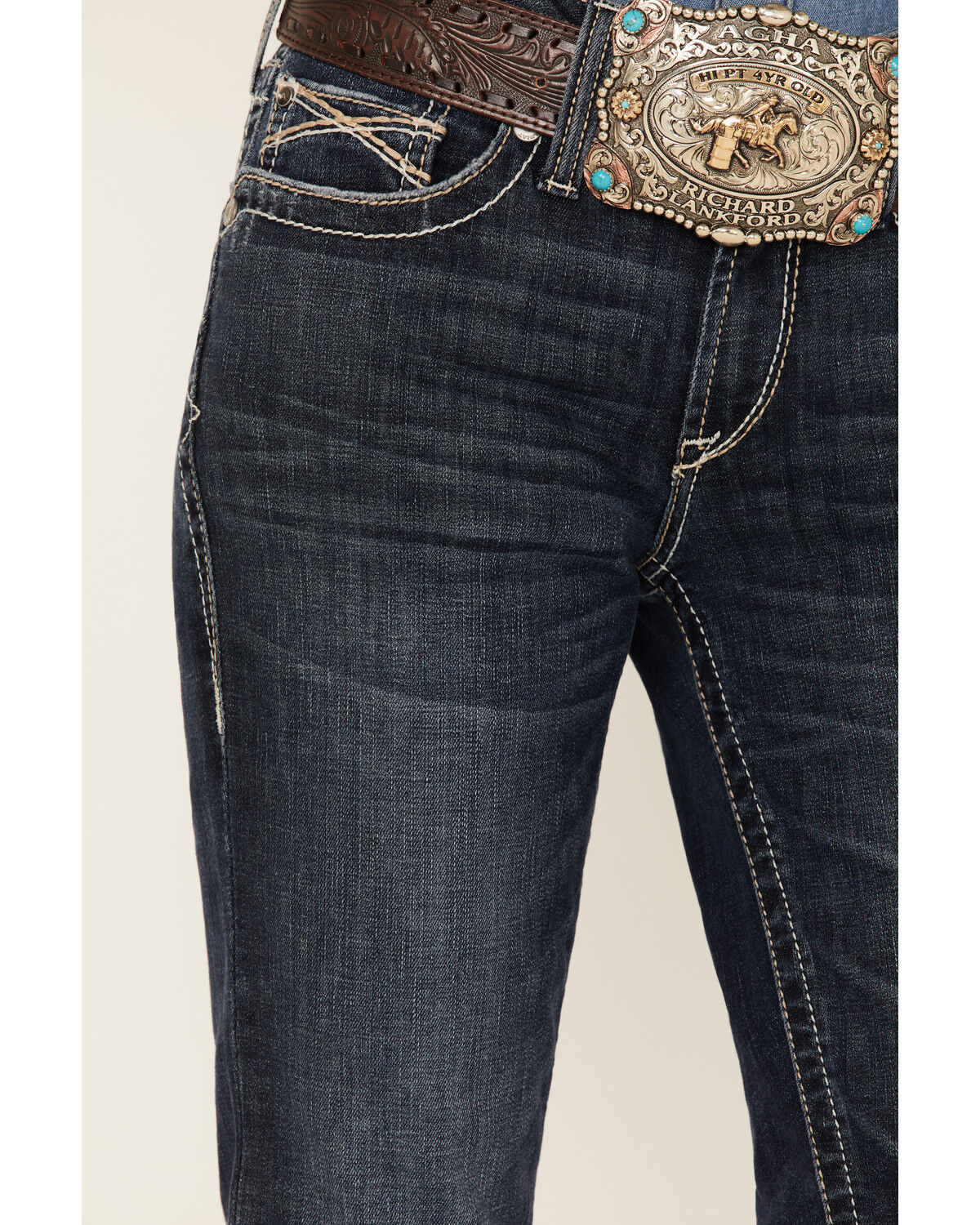 Image #2 - Ariat Women's R.E.A.L. Medium Wash Mid Rise Lexi Slim Stretch Bootcut Jeans, Blue, hi-res