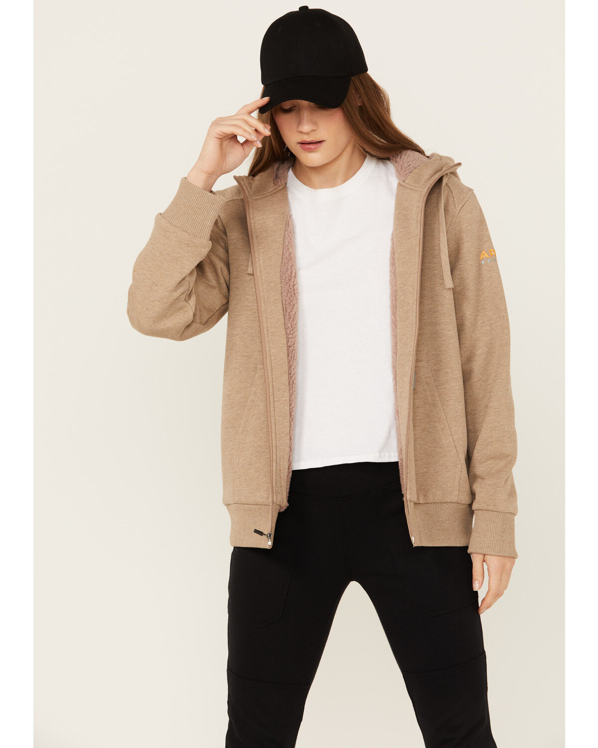 Image #1 - Ariat Women's Rebar All-Weather Sherpa Full Zip Jacket, Beige, hi-res
