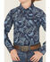 Image #3 - Cody James Boys' Westward Paisley Print Long Sleeve Snap Western Shirt, Navy, hi-res