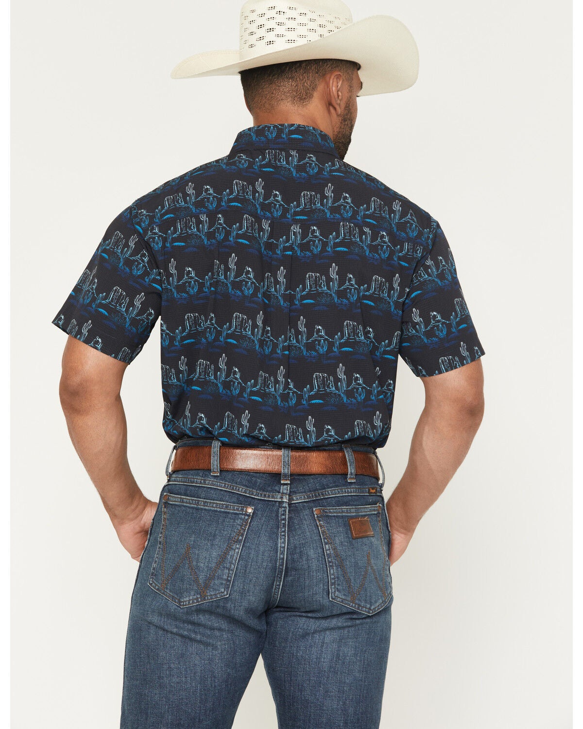 Image #4 - Rock & Roll Denim Men's Tek Desert Print Short Sleeve Button-Down Stretch Western Shirt, Black, hi-res