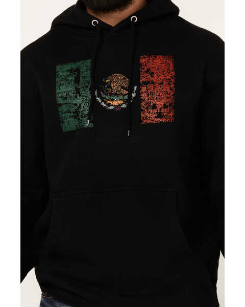 Image #3 - Cody James Men's Tiled Mexico Flag Hooded Sweatshirt , Black, hi-res