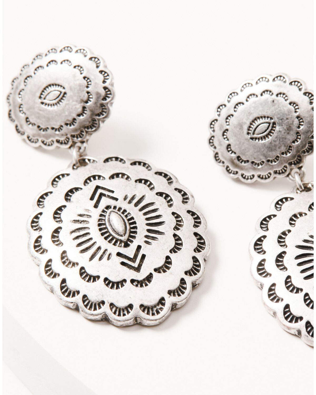 Image #2 - Shyanne Women's Shiloh Ridge Concho Statement Earrings, Silver, hi-res