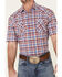 Image #3 - Rough Stock By Panhandle Men's Red Ombre Plaid Short Sleeve Snap Western Shirt , Red, hi-res