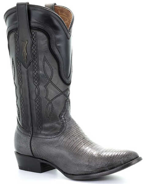 Image #1 - Corral Men's Grey Lizard Teju Embroidered Exotic Boots - Round Toe, , hi-res