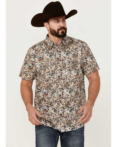 Image #1 - Moonshine Spirit Men's Sicilly Paisley Print Short Sleeve Snap Western Shirt , Multi, hi-res