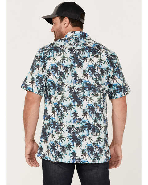 Image #4 - Scully Men's Palm Tree Floral Print Short Sleeve Button Down Western Shirt , White, hi-res