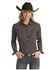 Panhandle Women's Card Geo Print Embroidered Long Sleeve Western Shirt - Plus , Black, hi-res