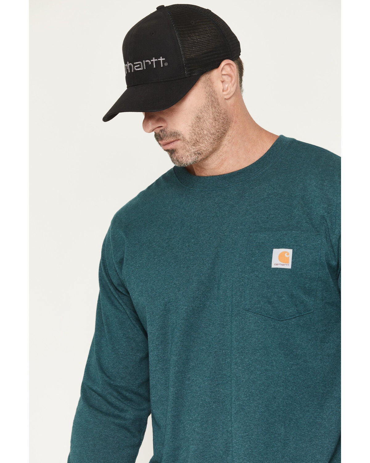 Image #3 - Carhartt Men's Relaxed Fit Heavyweight Long Sleeve Pocket Graphic Work Shirt, Green, hi-res