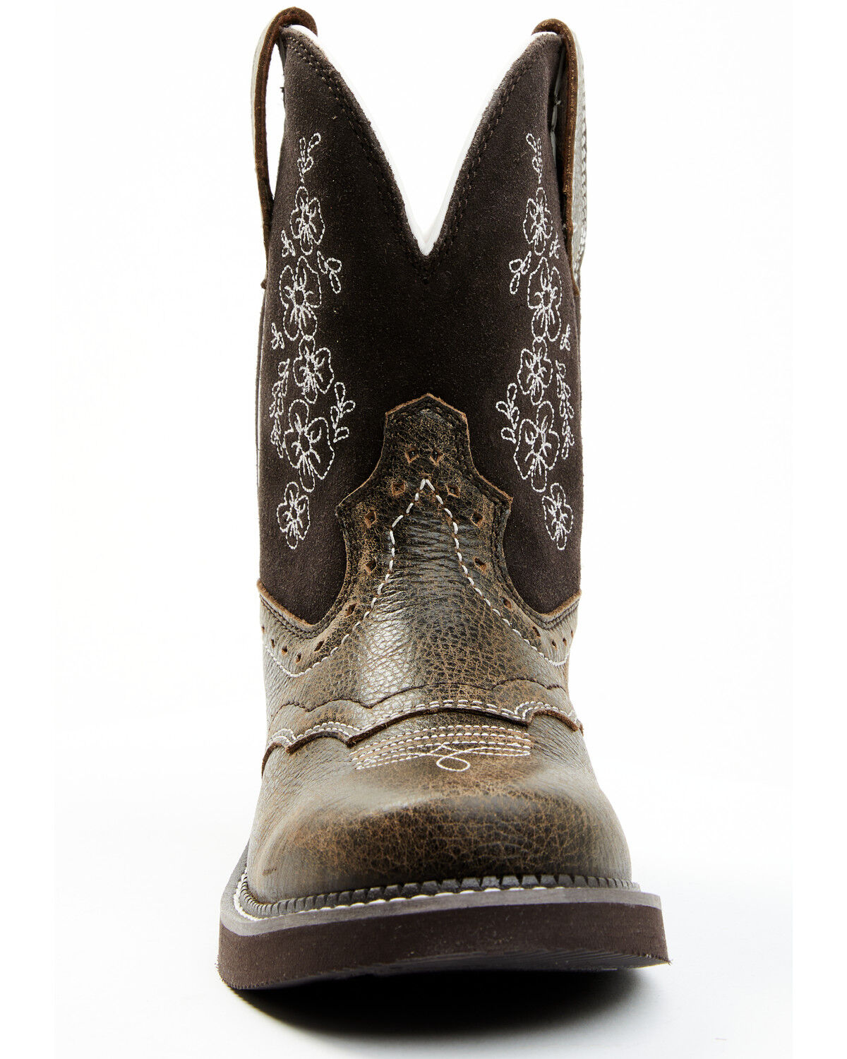 Image #4 - Shyanne Women's Adalia Floral Stitched Shaft Leather Western Boots - Wide Round Toe, Brown, hi-res