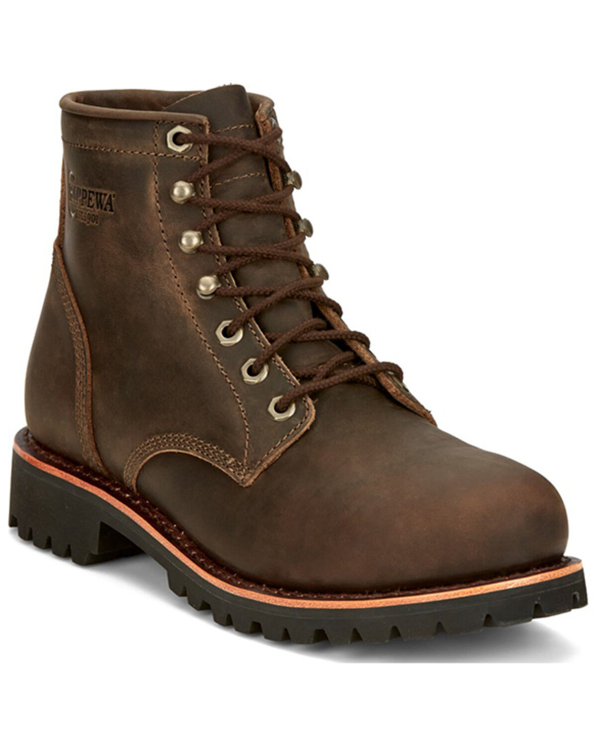 Image #1 - Chippewa Men's Wood Classic 2.0 6" Lace-Up Work Boots - Steel Toe, Bark, hi-res