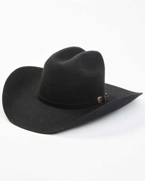 Cody James Men's 5X Self Band Cattleman Fur Blend Western Hat - Black , Black, hi-res