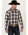 Image #1 - Cody James Men's Harvest Plaid Print Long Sleeve Snap Western Shirt, Cream, hi-res