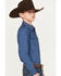 Image #2 - Cody James Boys' El Paso Geo Print Long Sleeve Snap Western Shirt , Navy, hi-res
