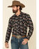 Image #1 - Dale Brisby Men's Cactus Print Long Sleeve Snap Western Shirt , Black, hi-res