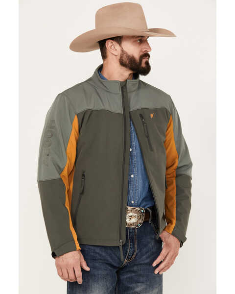 Hooey Men's Western Softshell Jacket, Brown, hi-res