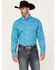 Image #1 - George Strait by Wrangler Men's Paisley Print Long Sleeve Button-Down Stretch Western Shirt, Turquoise, hi-res