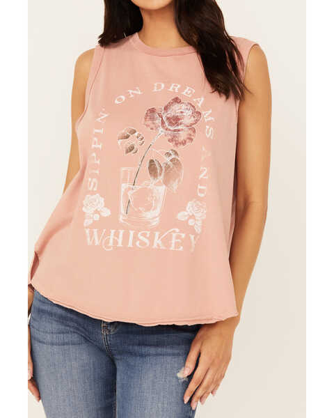 Image #2 - Cleo + Wolf Women's Brianna High Low Whiskey Graphic Tank, Peach, hi-res