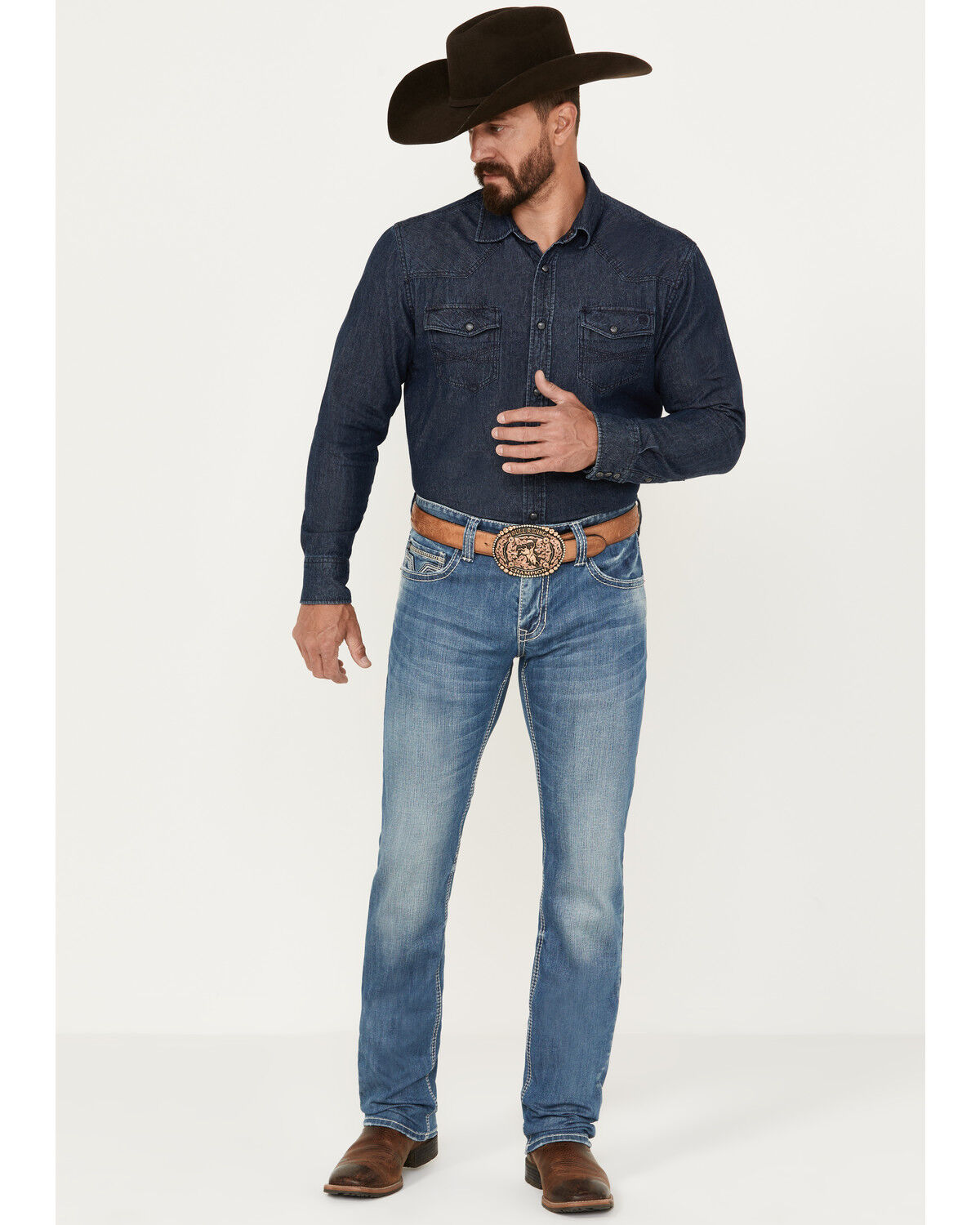 Image #3 - Rock & Roll Denim Men's Rifle Medium Vintage Wash Skinny Stretch ReFlex Denim Jeans, Medium Wash, hi-res