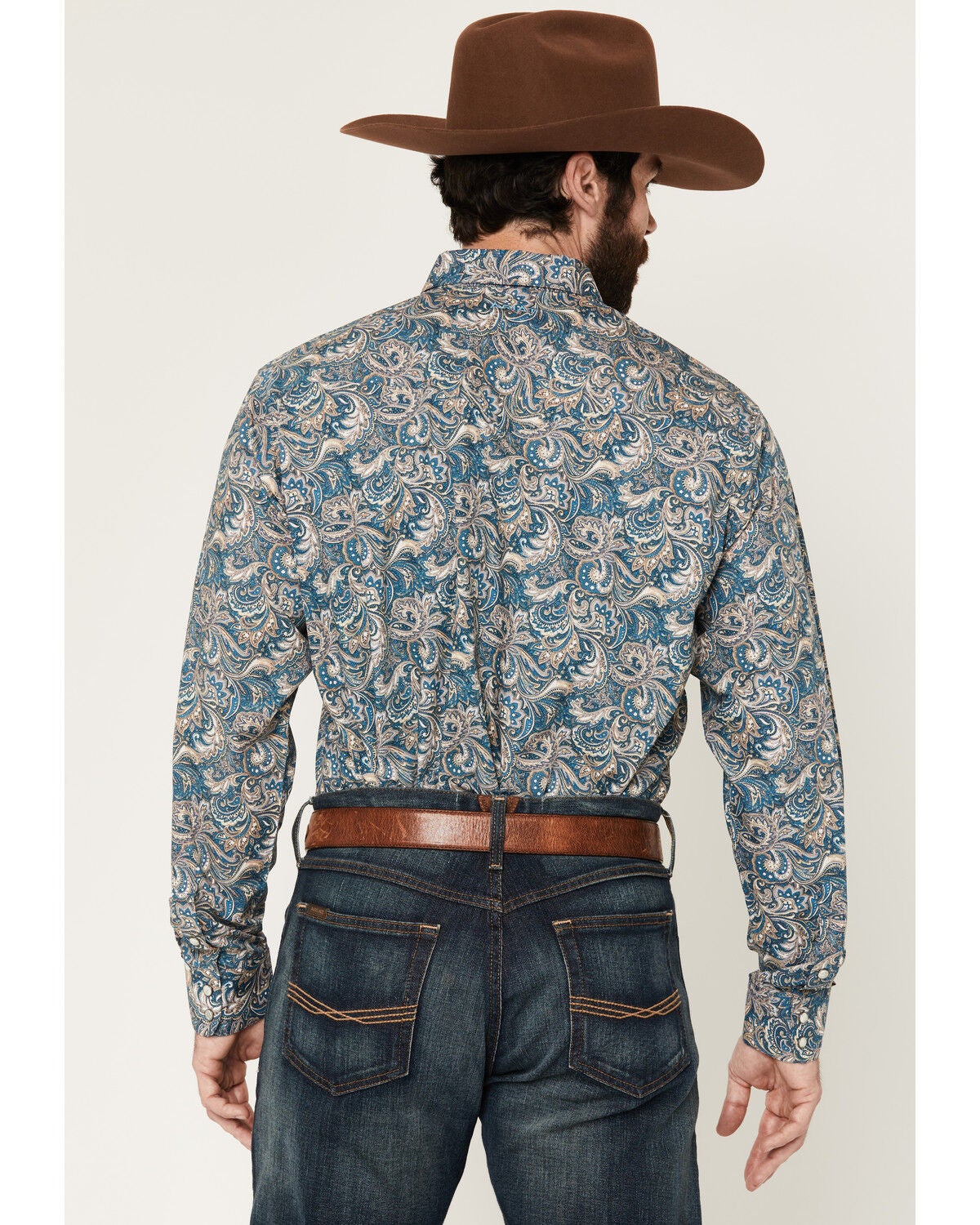 Image #4 - Ariat Men's Cedric Paisley Print Long Sleeve Snap Western Shirt, Blue, hi-res