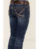 Image #4 - Shyanne Little Girls' Dark Wash Arrow Embroidered Stretch Bootcut Jeans , Blue, hi-res