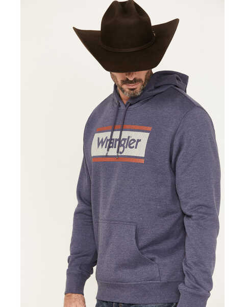 Image #2 - Wrangler Men's Logo Tag Hooded Sweatshirt, Indigo, hi-res