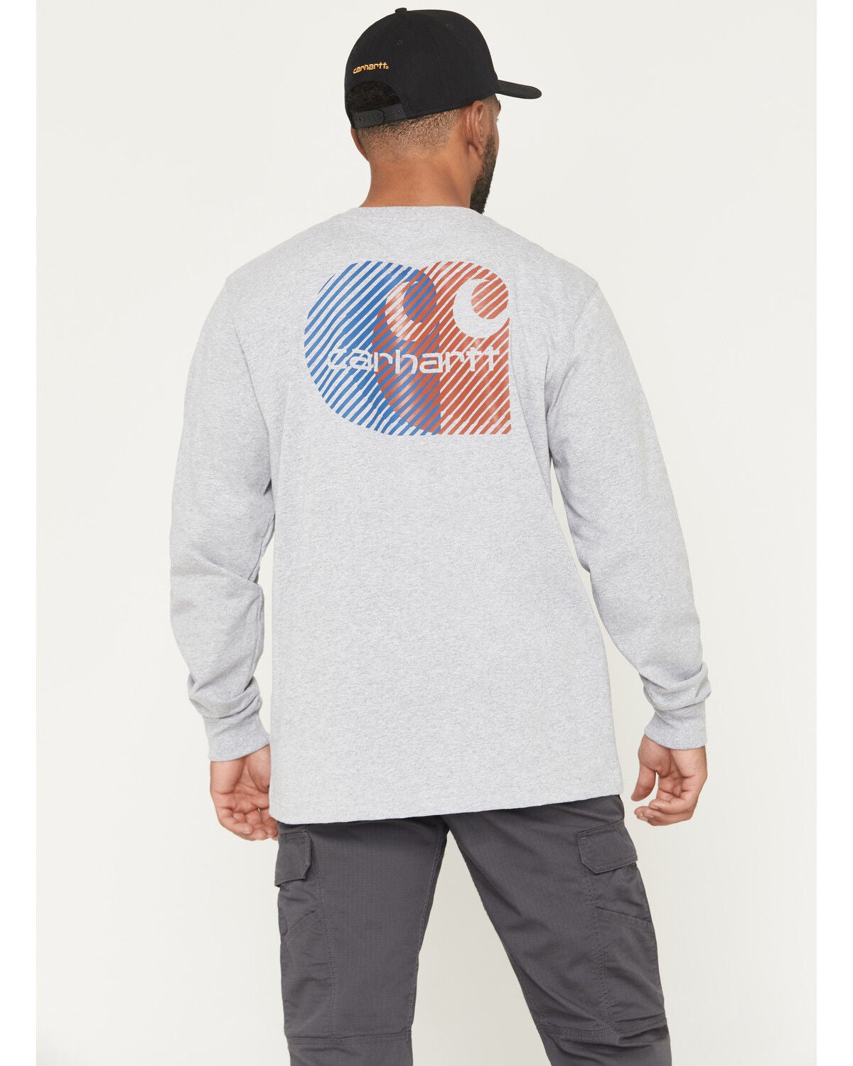 Carhartt Men's Relaxed Fit Heavyweight Solid Long Sleeve T-Shirt, Heather Grey, hi-res
