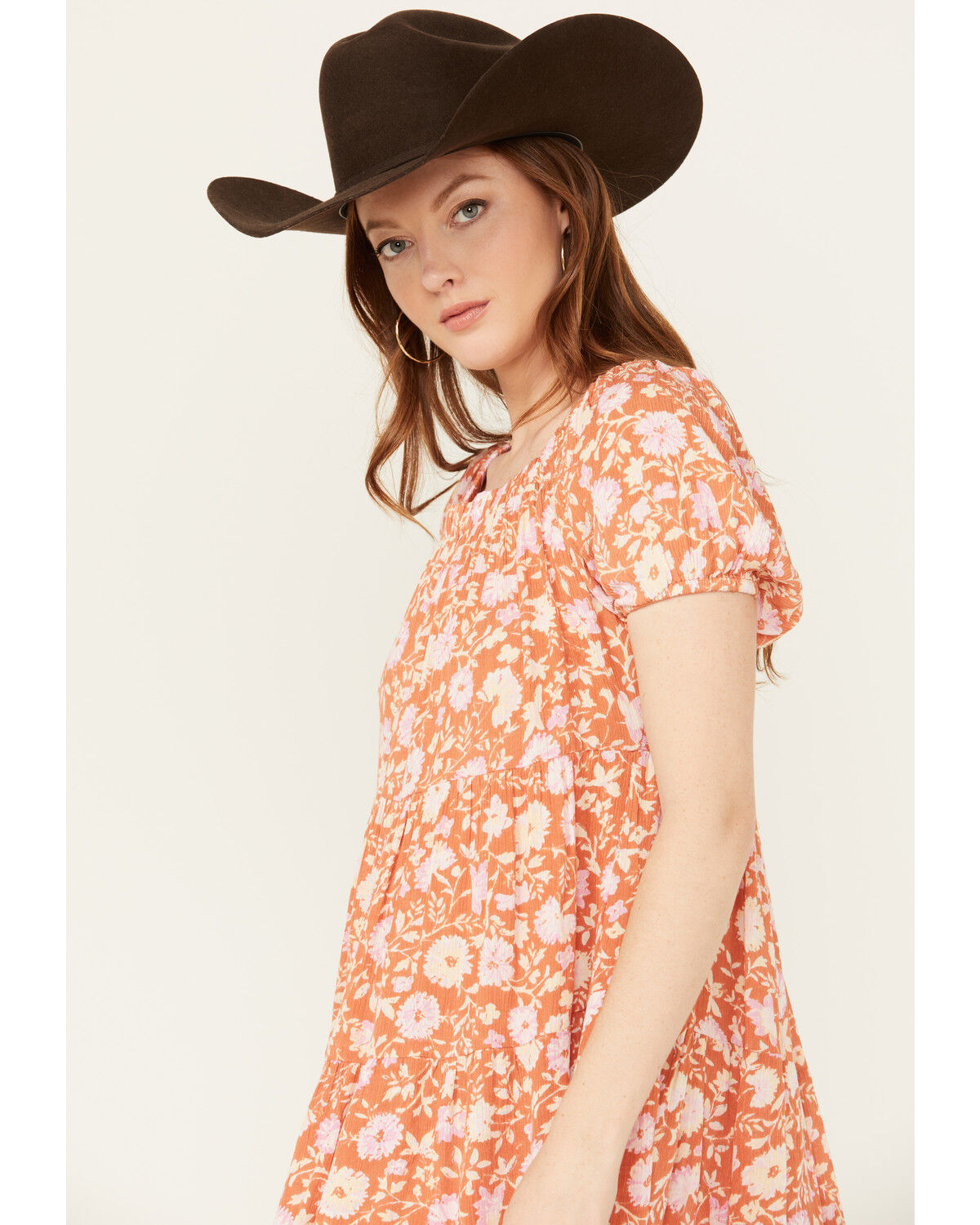 Image #3 - Sade & Sage Women's With Love Floral Mini Dress, Coral, hi-res