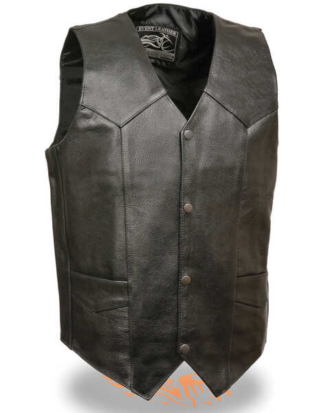 Milwaukee Leather Men's 4X Classic Snap Front Biker Vest, Black, hi-res