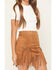 Image #3 - Fornia Girls' Faux Suede Fringe Skirt, Brown, hi-res