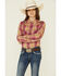 Ariat Girls' R.E.A.L Enchanting Plaid Embroidered Yoke Long Sleeve Snap Western Shirt , Pink, hi-res