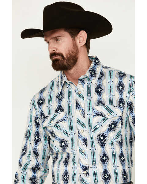 Image #2 - Panhandle Select Men's Southwestern Print Long Sleeve Snap Western Shirt - Big , Cream, hi-res