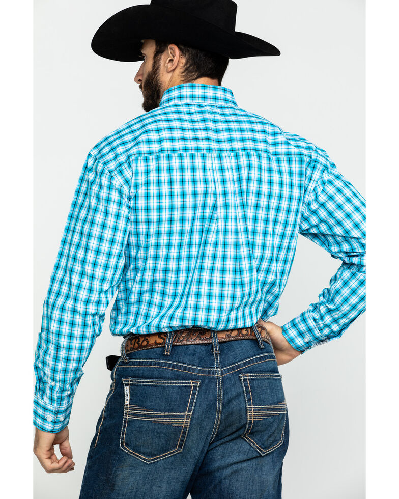 George Strait By Wrangler Men S Med Plaid Long Sleeve Western