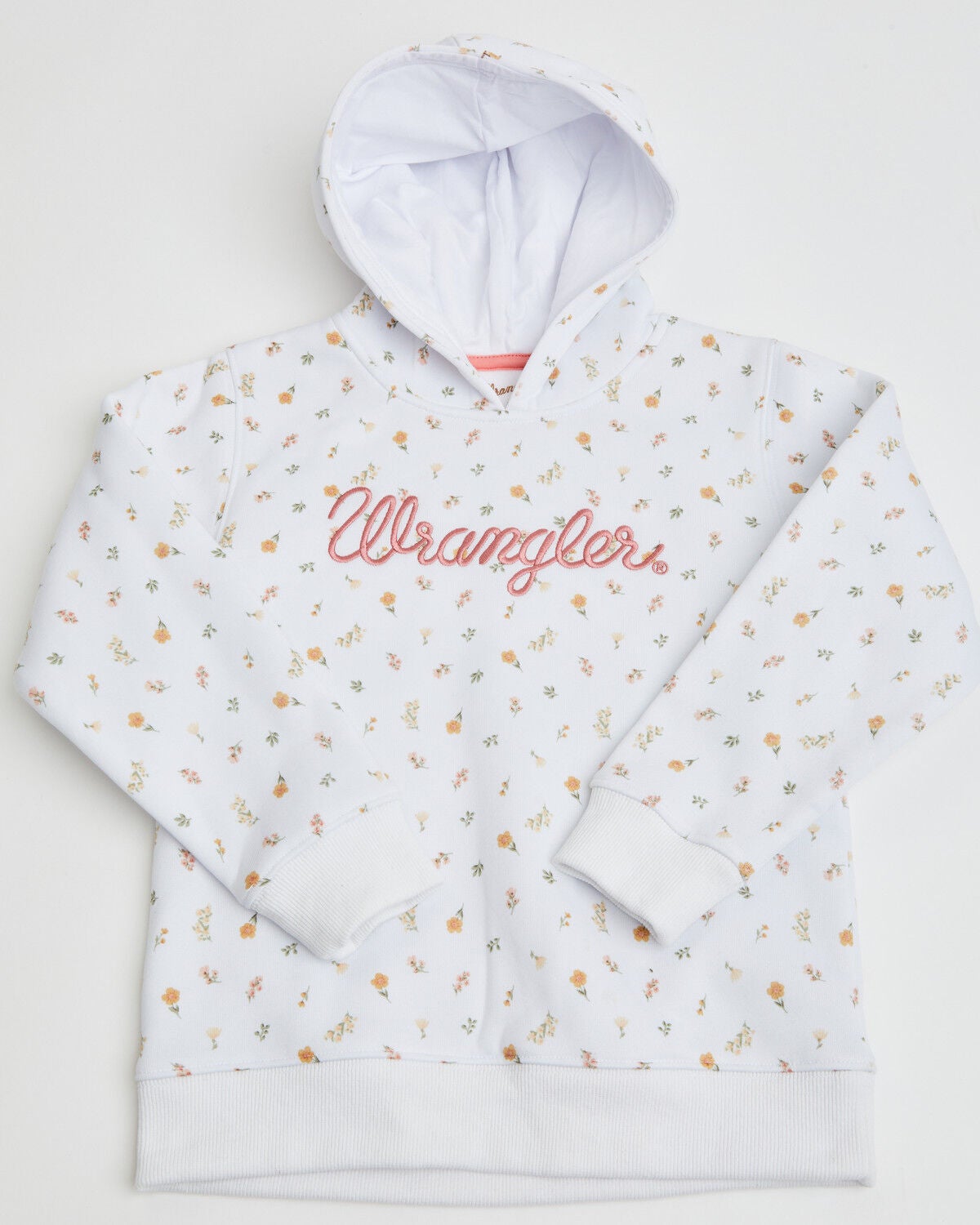 Image #1 - Wrangler Toddler Girls' Flower Print Logo Hoodie, White, hi-res