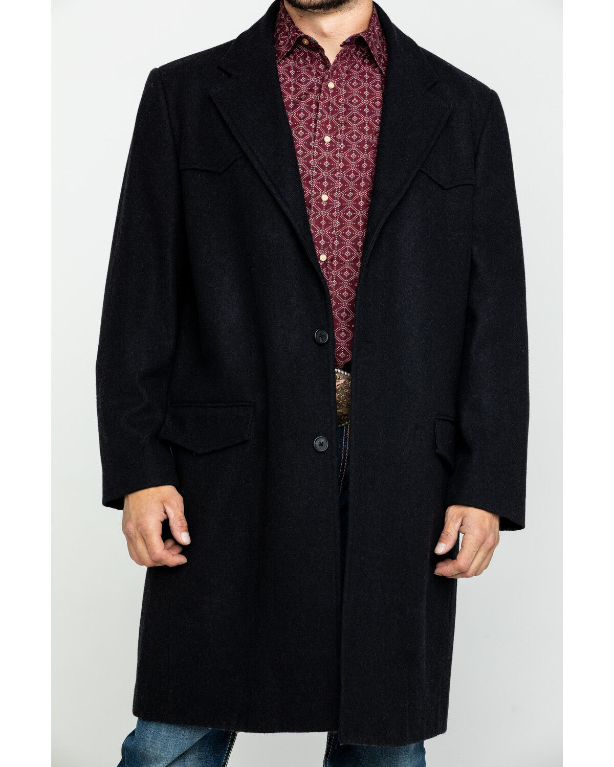Image #4 - Cripple Creek Men's Black Wool Melton Overcoat, , hi-res