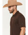 Image #2 - RANK 45&reg; Men's Rigged Solid Zipper Polo, Brown, hi-res