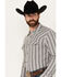 Image #2 - Blue Ranchwear Men's Freestone Striped Print Long Sleeve Snap Western Shirt, Light Grey, hi-res