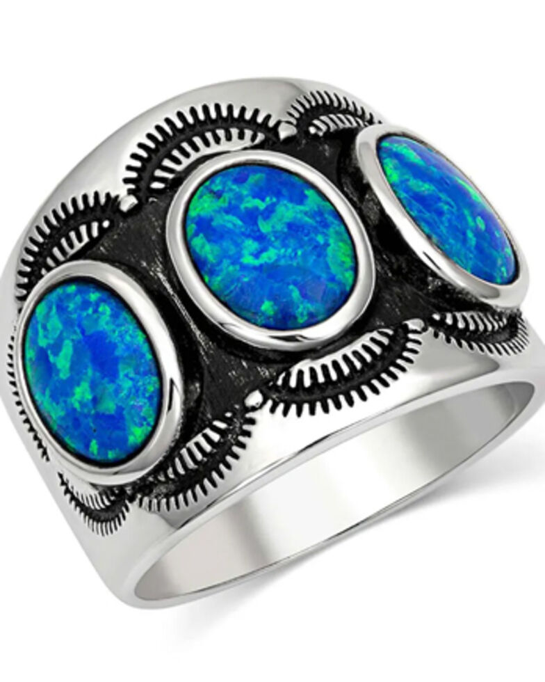 Montana Silversmiths Women's Southwest Oval Opal Ring - Size 9, Silver, hi-res
