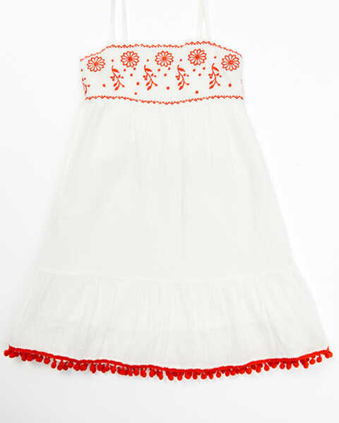 Image #1 - Yura Girls' Maxi Embroidered Western Dress, White, hi-res