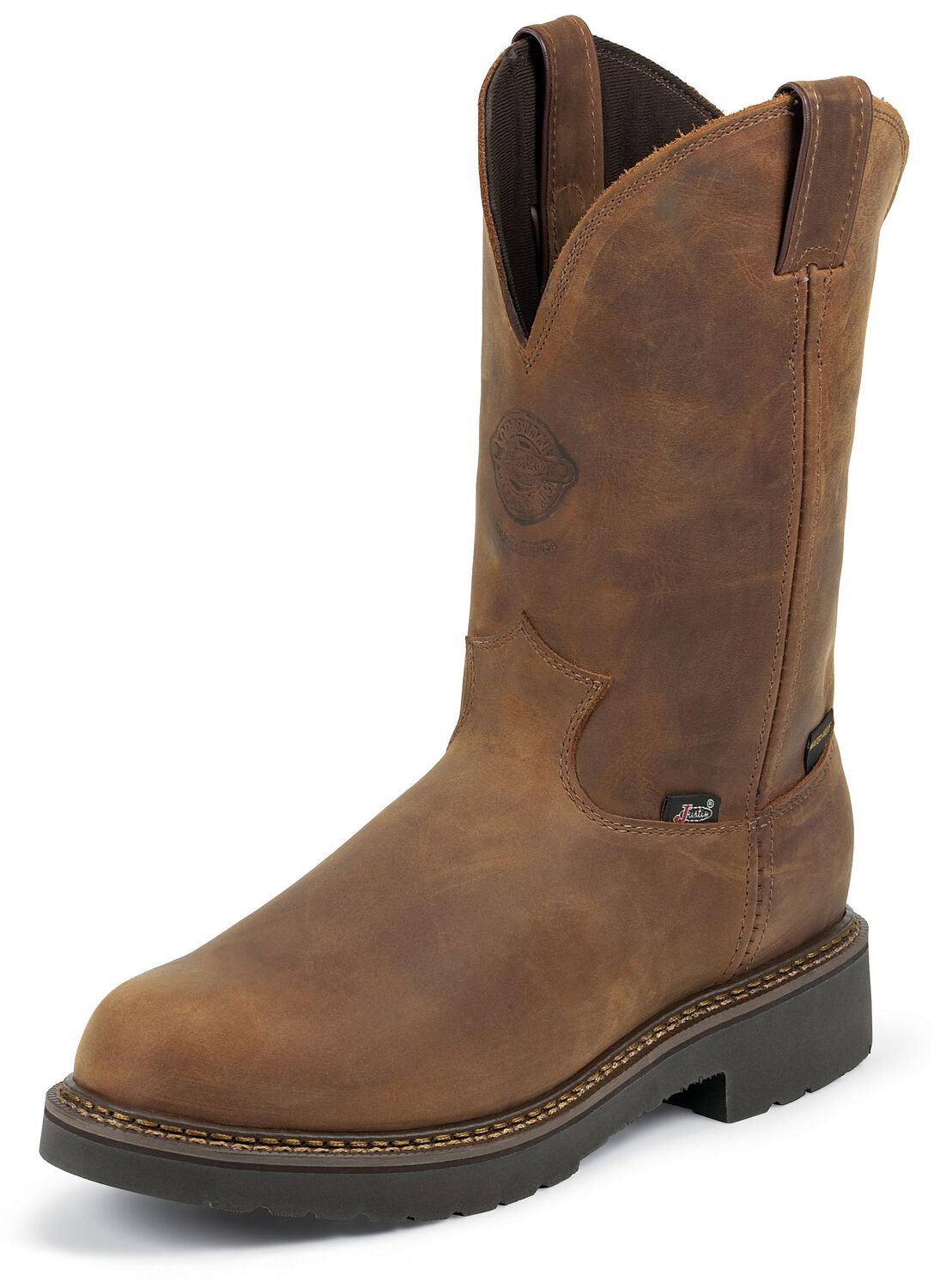 Image #2 - Justin Men's J-Max Balusters EH Waterproof Pull-On Work Boots - Soft Toe, Aged Bark, hi-res