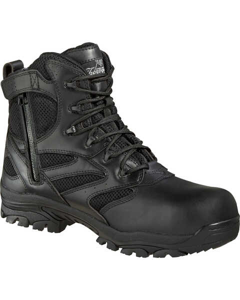 Thorogood Men's Deuce 6" Waterproof Side Zip Work Boots - Composite Toe, Black, hi-res