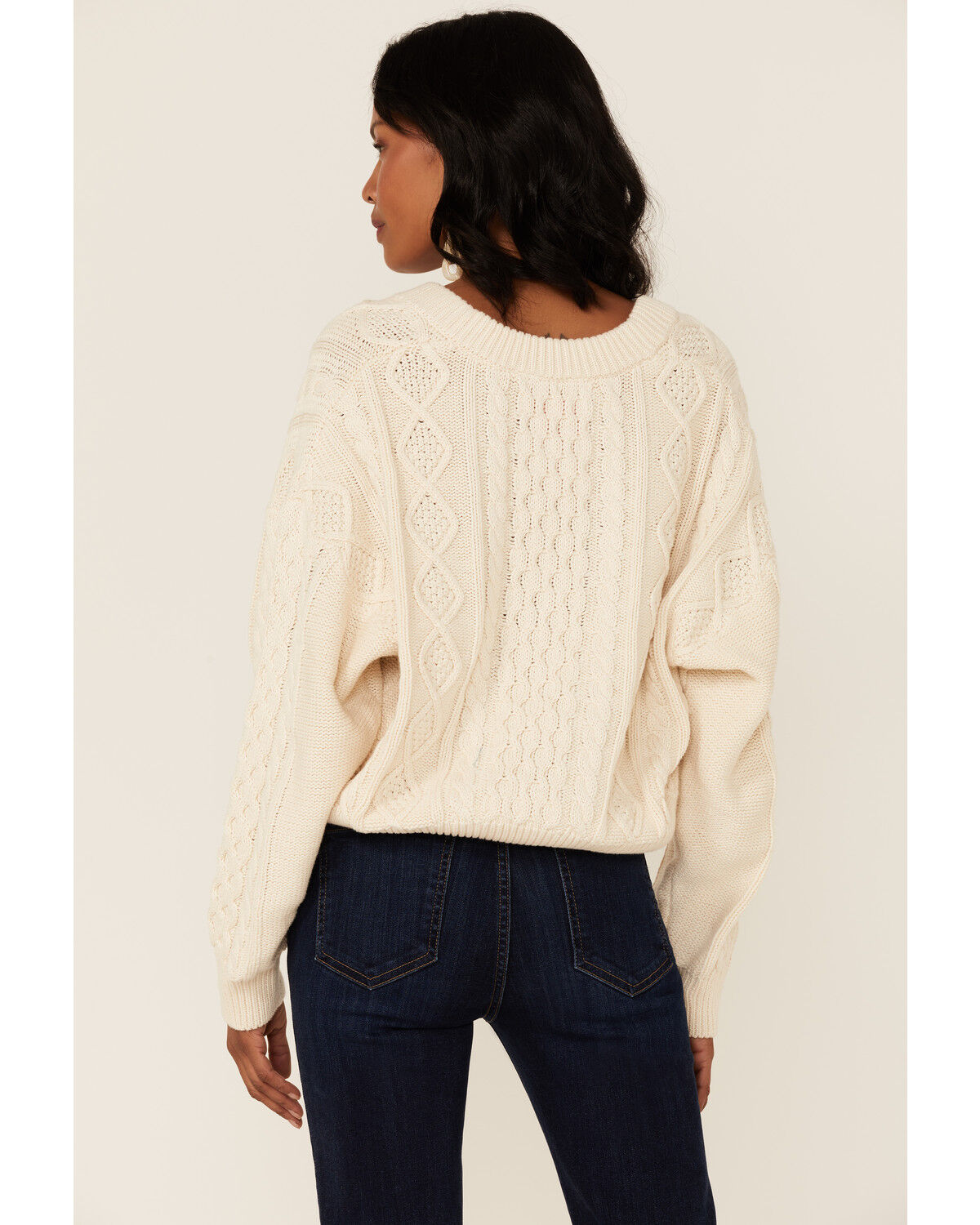 Image #3 - Wrangler Women's V-Neck Cable Knit Sweater, , hi-res